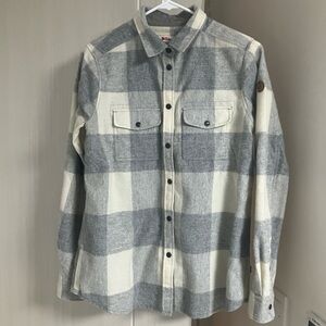Fjallraven women’s Canada wool shirt small grey white plaid